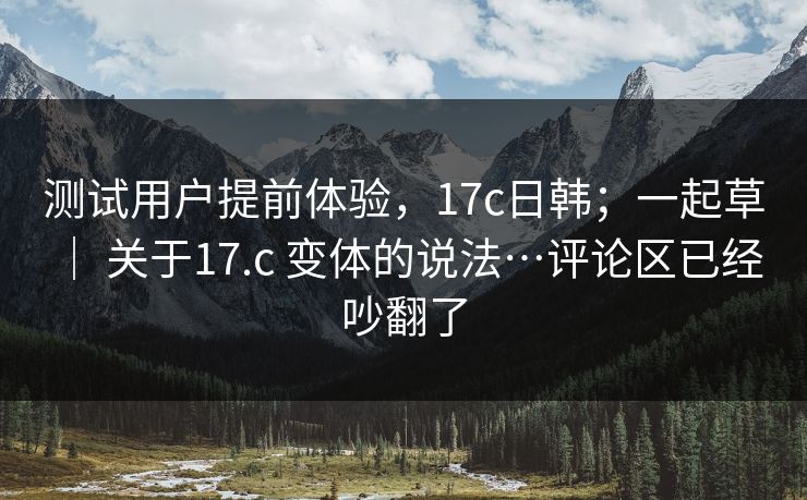 测试用户提前体验，17c日韩；一起草 ｜ 关于17.c 变体的说法…评论区已经吵翻了